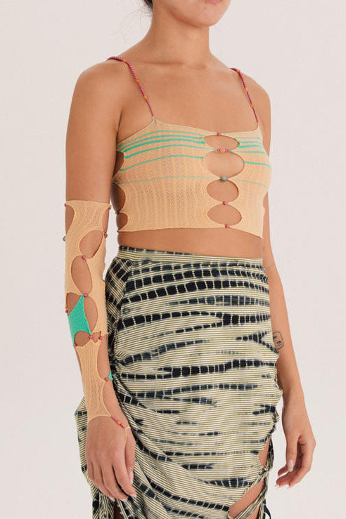 RUI Striped Short Sling RSS22SF02 Cheese Light Yellow & Seafoam Emerald Stripes